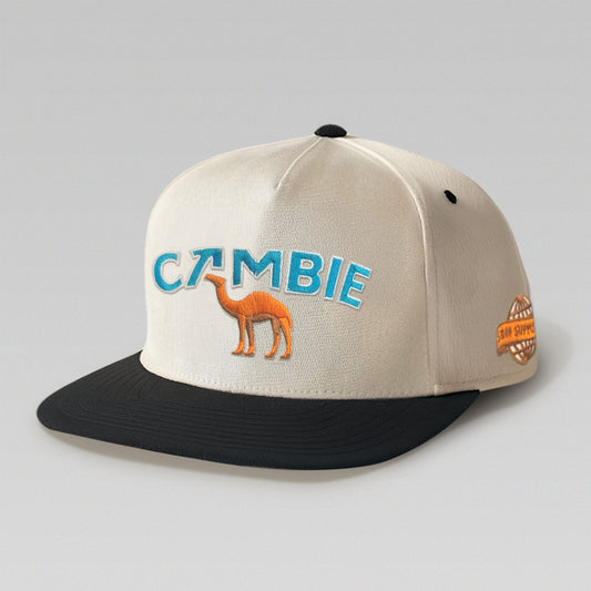 Cambie Camel 5-Panel Snapback (Cream/Black)