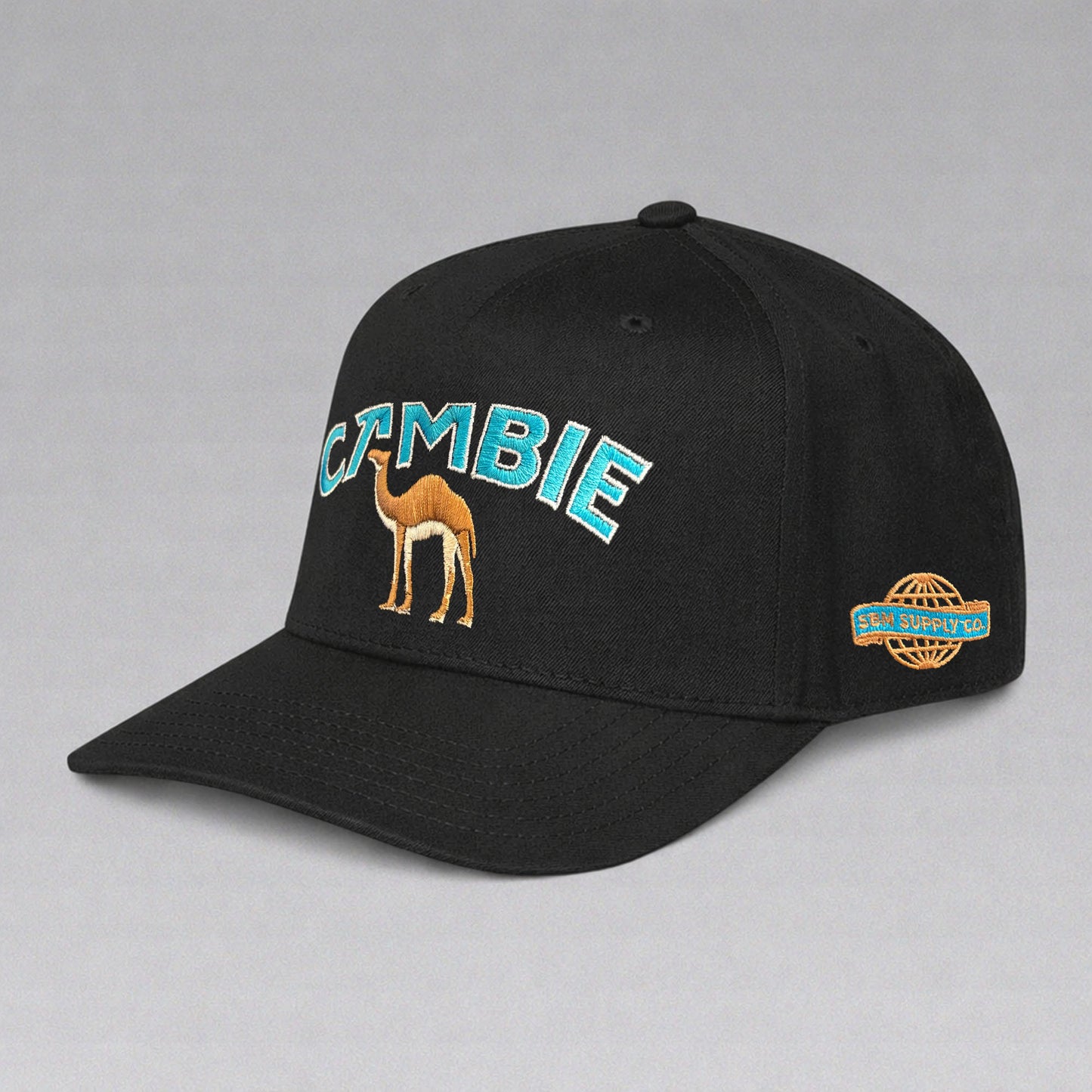 Cambie Camel 5-Panel Snapback (Black)