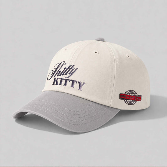 Shitty Kitty Retro Hat (Cream/Grey)