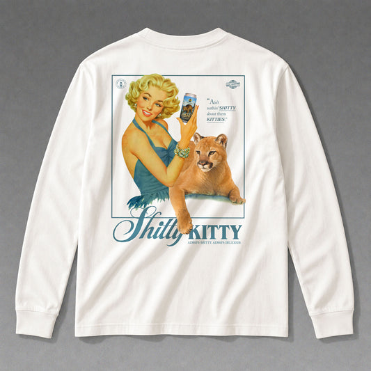 Shitty Kitty Pinup Girl Long Sleeve T-Shirt